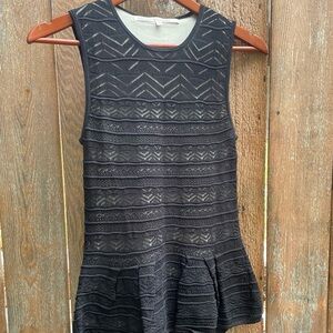 RACHEL ROY Women’s Black Lacy Fit Flare Peplum Sleeveless Blouse Size Medium